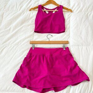 Lululemon Pace Rival Skirt & Stash It Bra Crop Top Pink Set Size 4 Tall